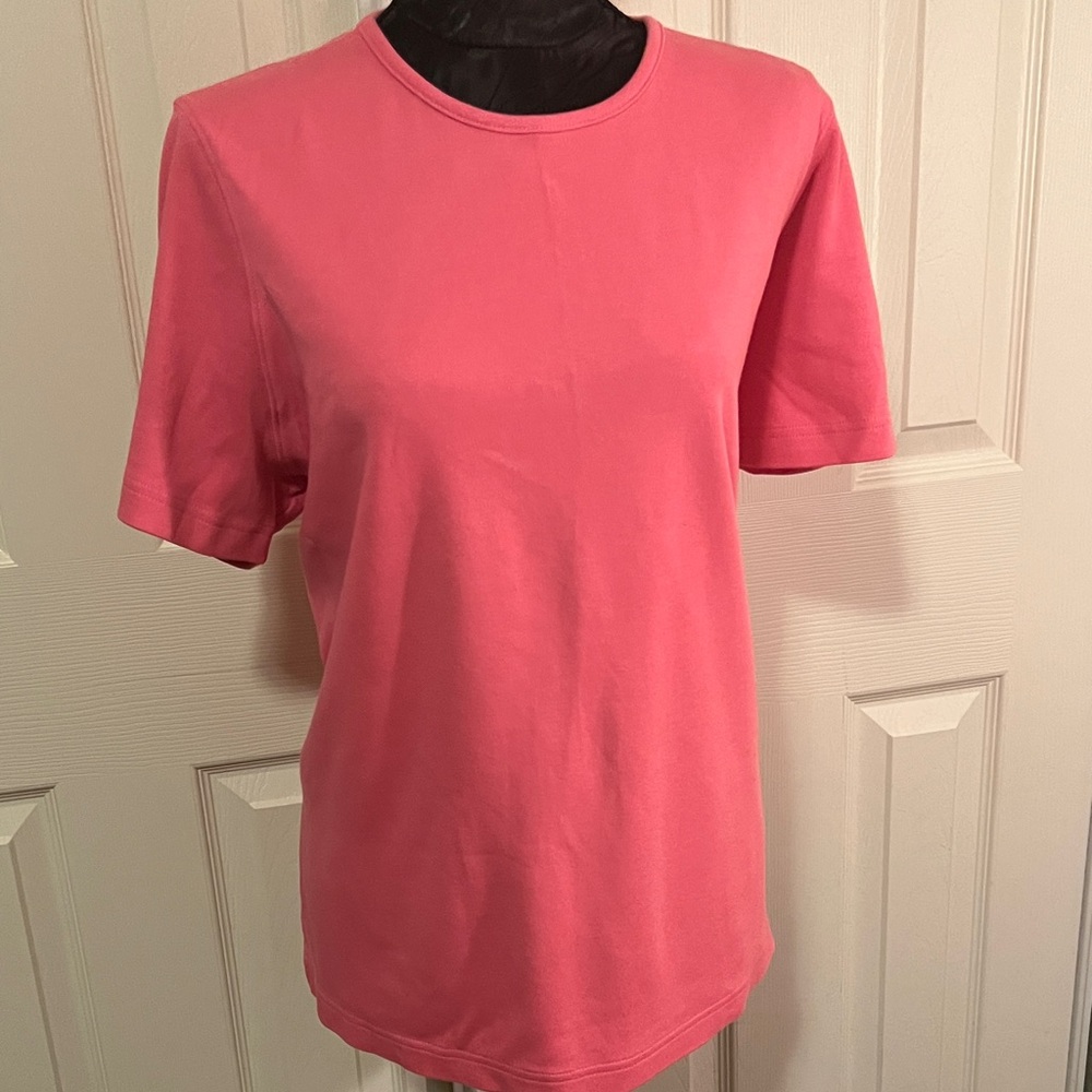 Kim Rogers Coral Pink Crewneck Short Sleeve Tee